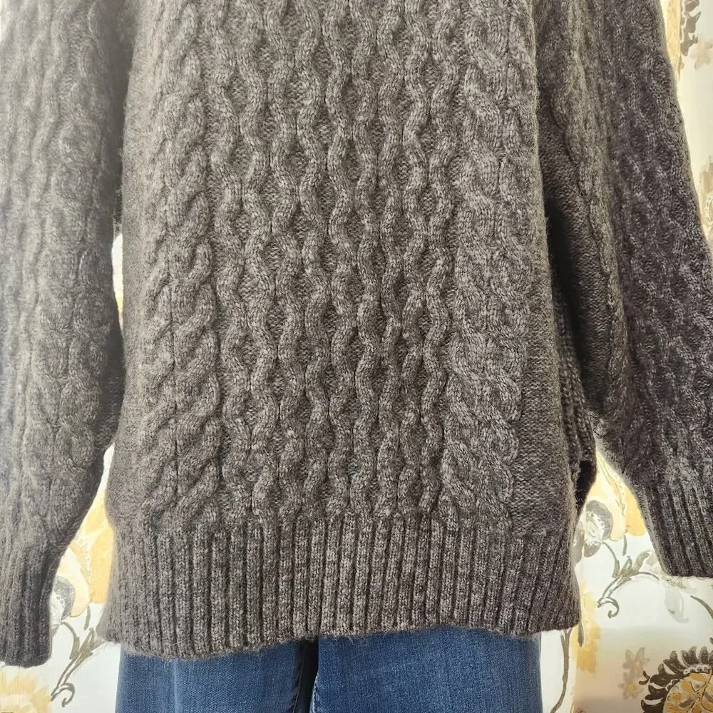 A New Day Ski Sweater Womens Medium Gray High Neck Wool Blend